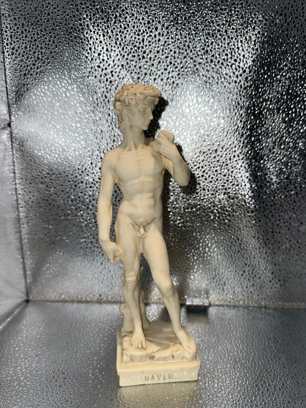 Rare Vintage Genuine A. Santini sculpture of Michelangelo's David cast marble